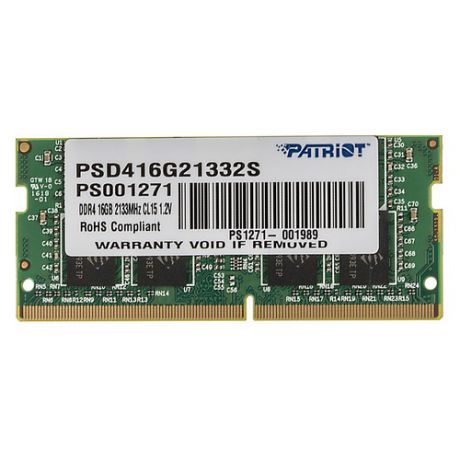 Модуль памяти PATRIOT PSD416G21332S DDR4 - 16Гб 2133, SO-DIMM, Ret