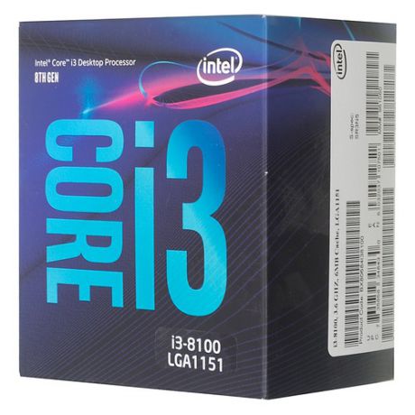 Процессор INTEL Core i3 8100, LGA 1151v2 BOX [bx80684i38100 s r3n5]