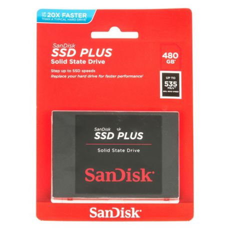 SSD накопитель SANDISK SSD PLUS SDSSDA-480G-G26 480Гб, 2.5", SATA III