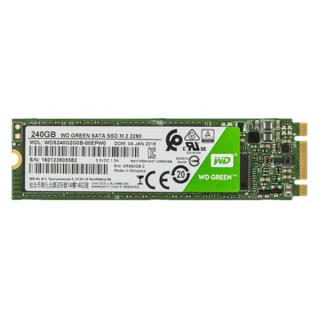 SSD накопитель WD Green WDS240G2G0B 240Гб, M.2 2280, SATA III