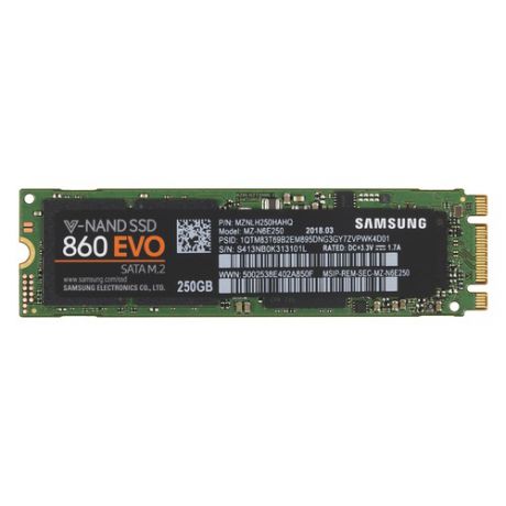 SSD накопитель SAMSUNG 860 EVO MZ-N6E250BW 250Гб, M.2 2280, SATA III