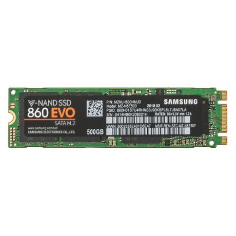 SSD накопитель SAMSUNG 860 EVO MZ-N6E500BW 500Гб, M.2 2280, SATA III