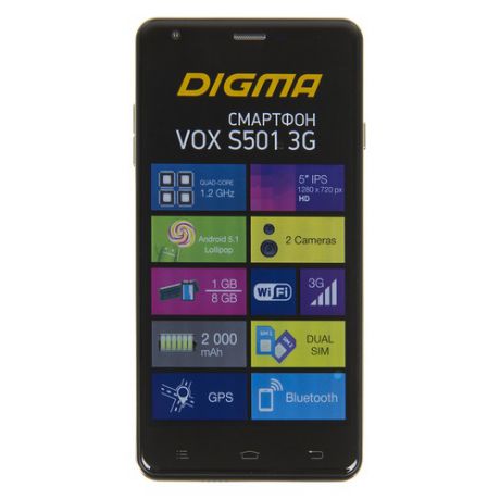 Смартфон DIGMA S501 3G + Navitel VOX, темно-синий