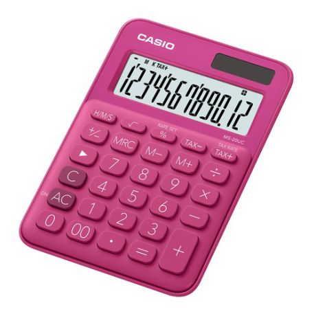 Калькулятор CASIO MS-20UC-RD-S-EC, 12-разрядный, красный