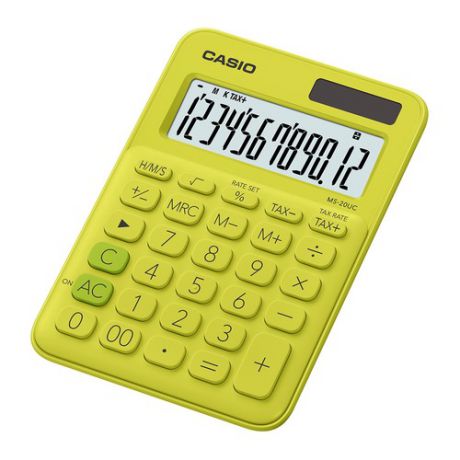 Калькулятор CASIO MS-20UC-YG-S-EC, 12-разрядный, желтый