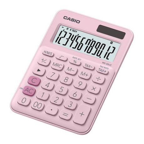 Калькулятор CASIO MS-20UC-PK-S-UC, 12-разрядный, розовый