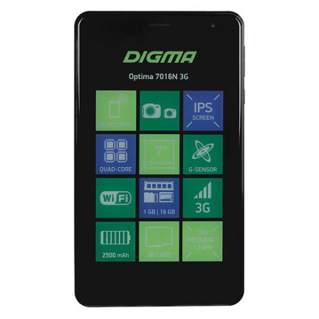 Планшет DIGMA Optima 7016N 3G, 1GB, 16GB, 3G, Android 7.0 черный [ts7175mg]