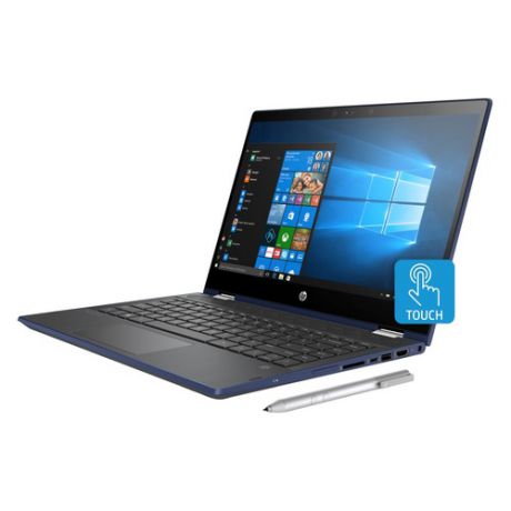 Ноутбук-трансформер HP Pavilion x360 14-cd0008ur, 14", IPS, Intel Core i5 8250U 1.6ГГц, 8Гб, 1000Гб, 128Гб SSD, nVidia GeForce Mx130 - 2048 Мб, Windows 10, 4GU42EA, синий