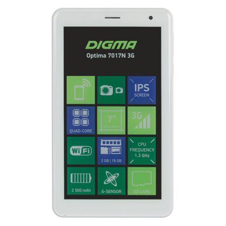 Планшет DIGMA Optima 7017N 3G, 2GB, 16GB, 3G, Android 7.0 белый [ts7177mg]