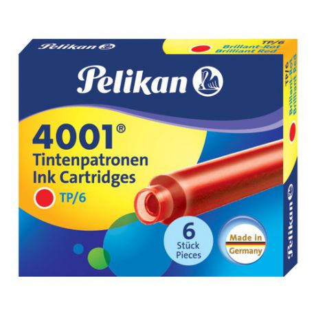 Картридж Pelikan INK 4001 TP/6 (301192) Brilliant Red чернила для ручек перьевых (6шт)