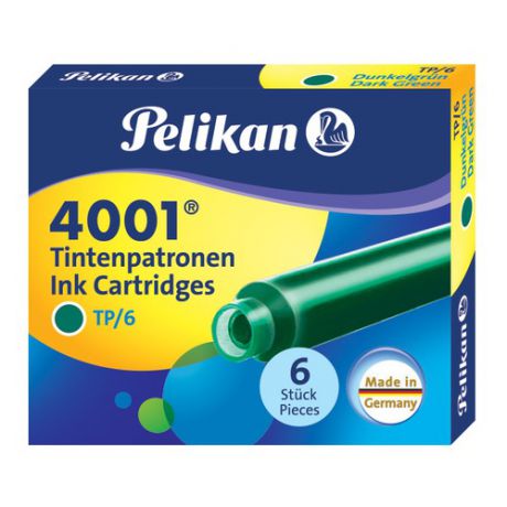 Картридж Pelikan INK 4001 TP/6 (300087) Dark-Green чернила для ручек перьевых (6шт)