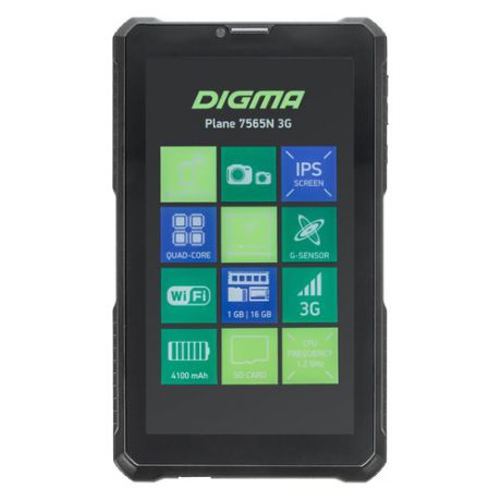 Планшет DIGMA Plane 7565N 3G, 1GB, 16GB, 3G, Android 7.0 черный [ps7180pg]