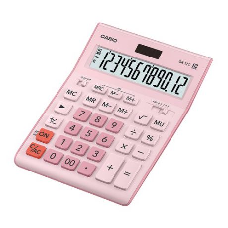 Калькулятор CASIO GR-12C-PK, 12-разрядный, розовый