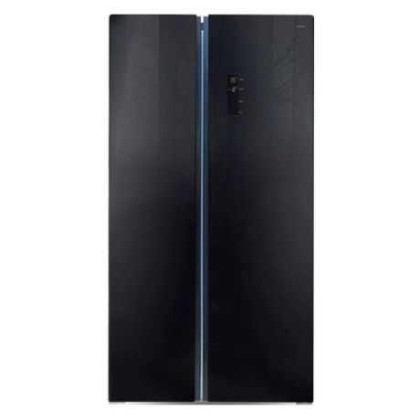 Холодильник GINZZU NFK-605, двухкамерный, черное стекло