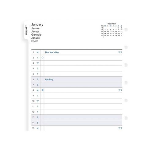 Запасной блок для тетради Filofax Month Planner 2019 A5 белый