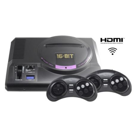 Игровая консоль SEGA Mega Drive с двумя беспроводными джойстиками и 150-ти встроенных игр, Retro Genesis HD Ultra, черный