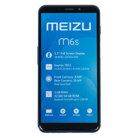 Смартфон MEIZU M6s 32Gb, M712H, синий