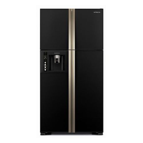 Холодильник HITACHI R-W 722 PU1 GBK, двухкамерный, черное стекло