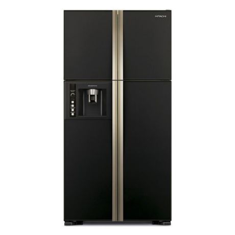 Холодильник HITACHI R-W 662 PU3 GBK, двухкамерный, черное стекло