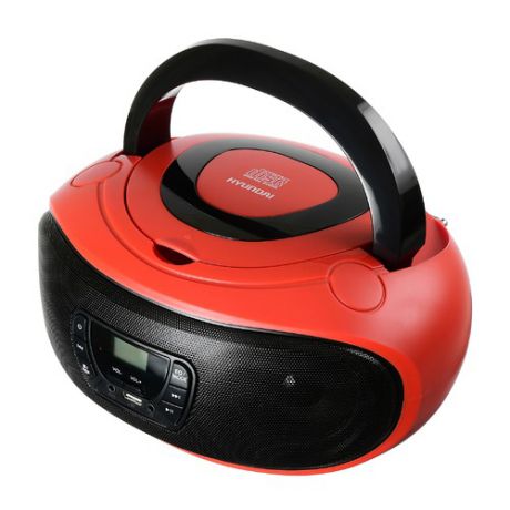 Аудиомагнитола HYUNDAI H-PCD280, красный и черный
