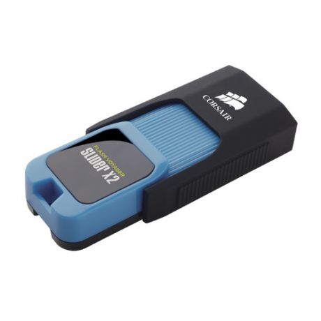 Флешка USB CORSAIR Voyager Slider X2 128Гб, USB3.0, черный и голубой [cmfsl3x2a-128gb]