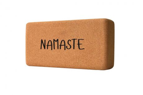 Кирпич для йоги из пробки с принтом Namaste YC (0.9 кг, 7 см , 22,5 см, коричневый, 11 см)