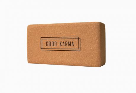 Кирпич для йоги из пробки с принтом Good Karma YC (0.9 кг, 7 см , 22,5 см, коричневый, 11 см)