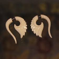 Серьги крылья ангела из кости 4см (белый PS40-9843)