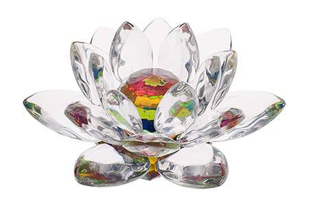 Кристалл "Лотос радужный" стеклянный сувенир, символ вселенной и мудрости 11см (XH2-4)
