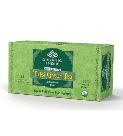 Чай в пакетиках зеленый туласи Tulasi green tea Organic India (25 шт)