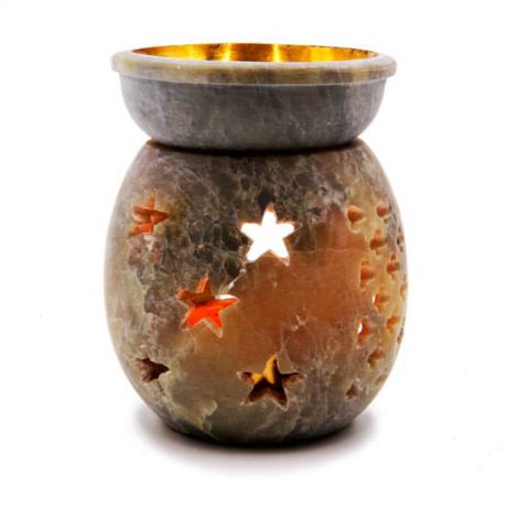 Аромалампа каменная ваза Звезды с латунным покрытием чашечки 8,5 см (0,3 кг)