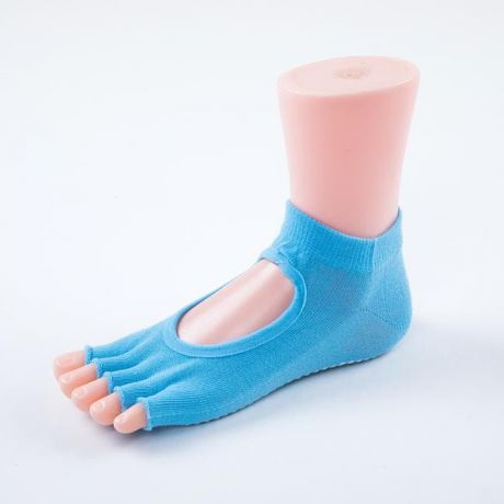 Носочки с вырезом и открытыми пальчиками для йоги Рамайога (0.1 кг, голубой)