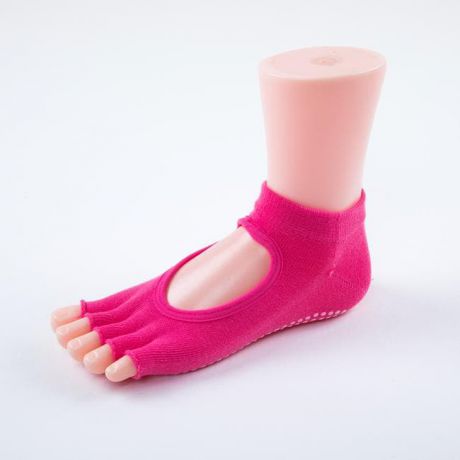 Носочки с вырезом и открытыми пальчиками для йоги Рамайога (0,1 кг, розовый)