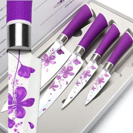 Набор ножей MAYER & BOCH, 4 предмета, фиолетовый, с цветами