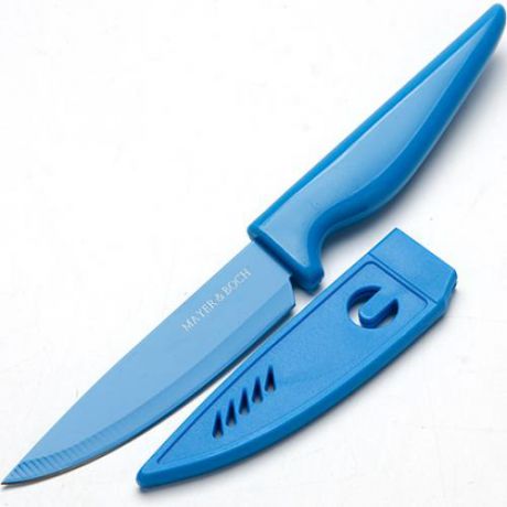 Нож для чистки овощей и фруктов MAYER & BOCH, 20,5 см, голубой, с чехлом