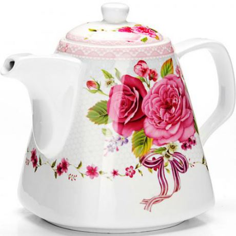 Чайник заварочный LORAINE, Цветы, 1,1 л, белый, розы