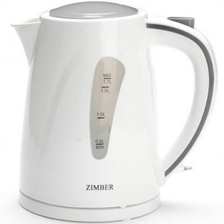 Чайник электрический ZIMBER, 2200W, 1,7 л, белый, широкая ручка