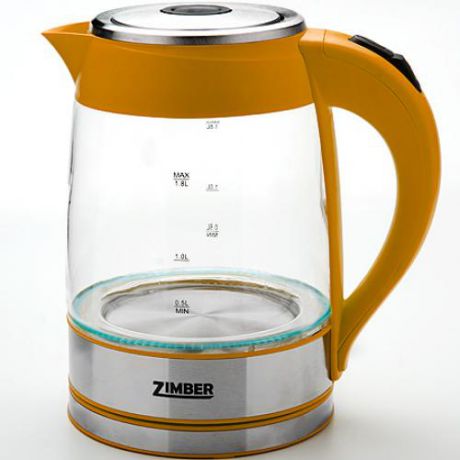 Чайник электрический ZIMBER, 1,8 л, 2000W, с подсветкой, оранжевый