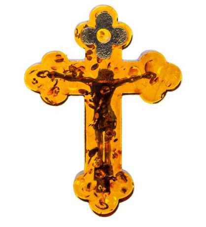 AM-1262 Фигурка "Распятие Иисуса Христа" (латунь, янтарь)