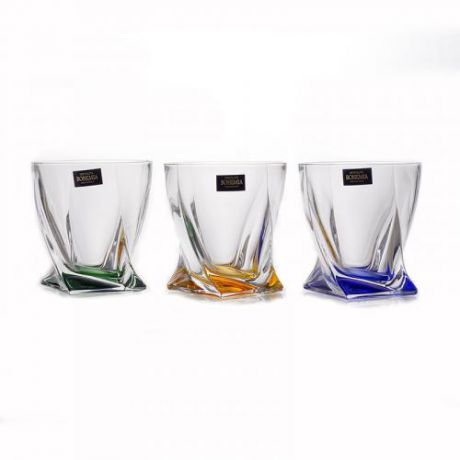 Набор стаканов для виски CRYSTALITE BOHEMIA, QUADRO, 340 мл, 6 предметов, разноцветный