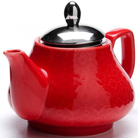 Чайник заварочный LORAINE, 0,75 л, красный, с узором