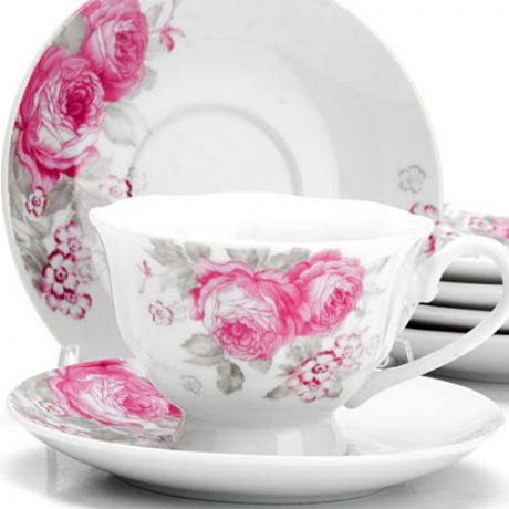 Чайный набор LORAINE, Цветы, 12 предметов, 150 мл, розы