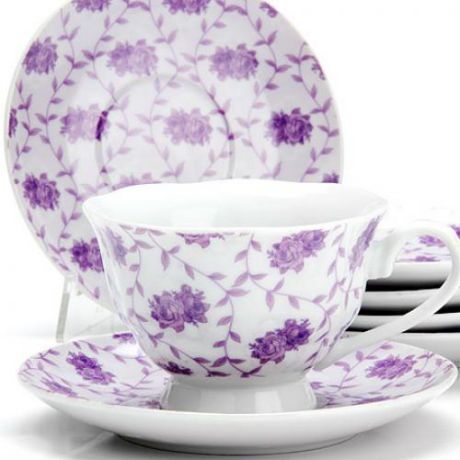 Чайный набор LORAINE, Цветы, 12 предметов, 150 мл, фиолетовый