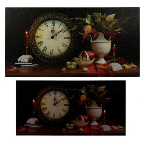 Часы настенные "Осенний натюрморт" с LED подсветкой 60*30*2см (уп.1/12шт.)