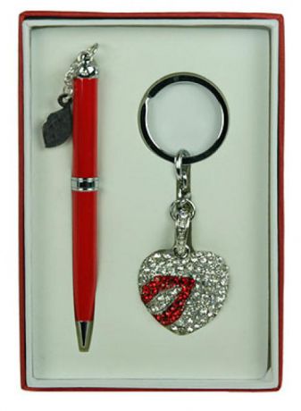 Подарочный набор "Сердце": ручка, брелок 13*9*1см (уп.2/100наб.)
