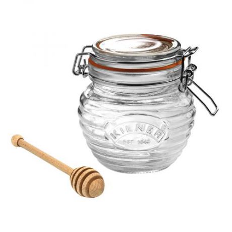 Банка для меда KILNER, Clip Top, 0,4 л, с ложкой, бугельный замок