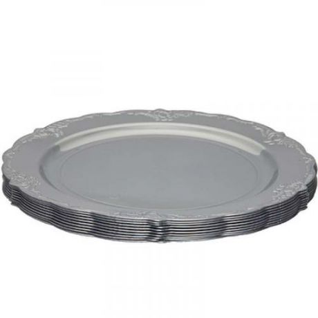 Тарелка одноразовая MAYER & BOCH, Винтаж, 26 см, 10 шт, серебро