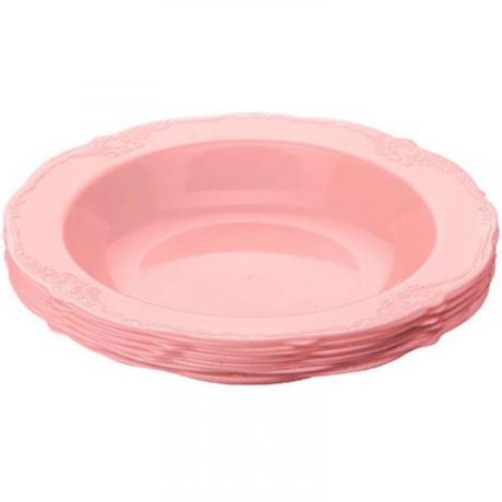 Тарелка одноразовая MAYER & BOCH, Винтаж, 19 см, 10 шт, глубокая, розовый