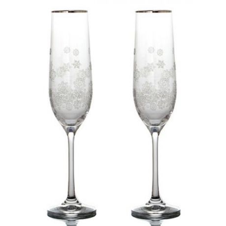 Набор фужеров для шампанского Bohemia Crystal, Снежинки, 2 предмета
