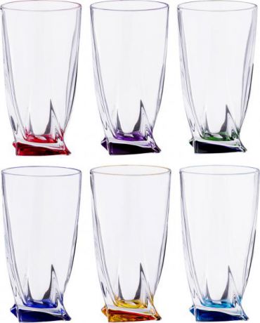 Набор стаканов CRYSTALITE BOHEMIA, KVADRO, 6 предметов, разноцветный